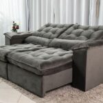 Sofá Retrátil e Reclinável Ipanema 1,80m em Tecido Veludão C/Pillow nos Braços - Montagem Inclusa