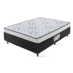 Cama Box Casal Ortopédica 138x188x52cm Preto/Branco - Suporta até 160kg por Pessoa