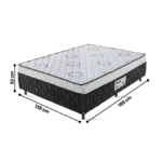 Cama Box Casal Ortopédica 138x188x52cm Preto/Branco - Suporta até 160kg por Pessoa - Imagem 5